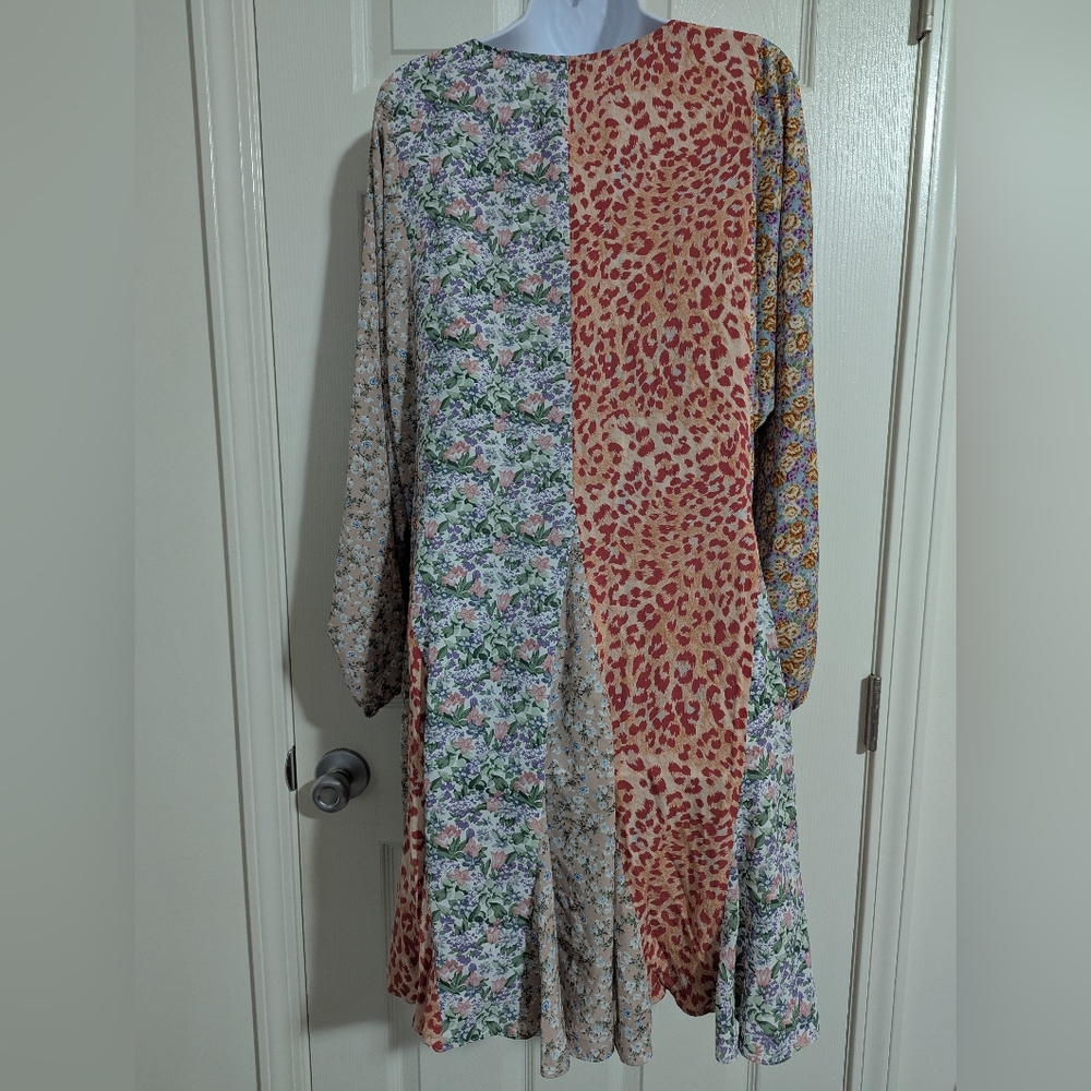 Women's Large Multicolor Bohemian Patchwork Dress Boho Maximalist - Picture 10 of 11